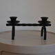 Brutalist candle holder in black iron