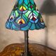 antique wrought iron floor lamp, 1900 to 1940 with stained glass lampshade