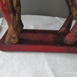 Ancienne statue cheval en bois polychrome 26 cm x 7 cm