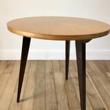 Tripod coffee table in wood and two-tone marquetry Scandinavian design 50s-60s