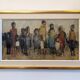 Mid-Century Modern Swedish "Assemble", Vintage Figurative Oil Painting, Framed