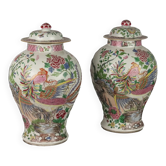 Antique vases in the style of Edmè Sanson in porcelain, France, 19th-20th century.
