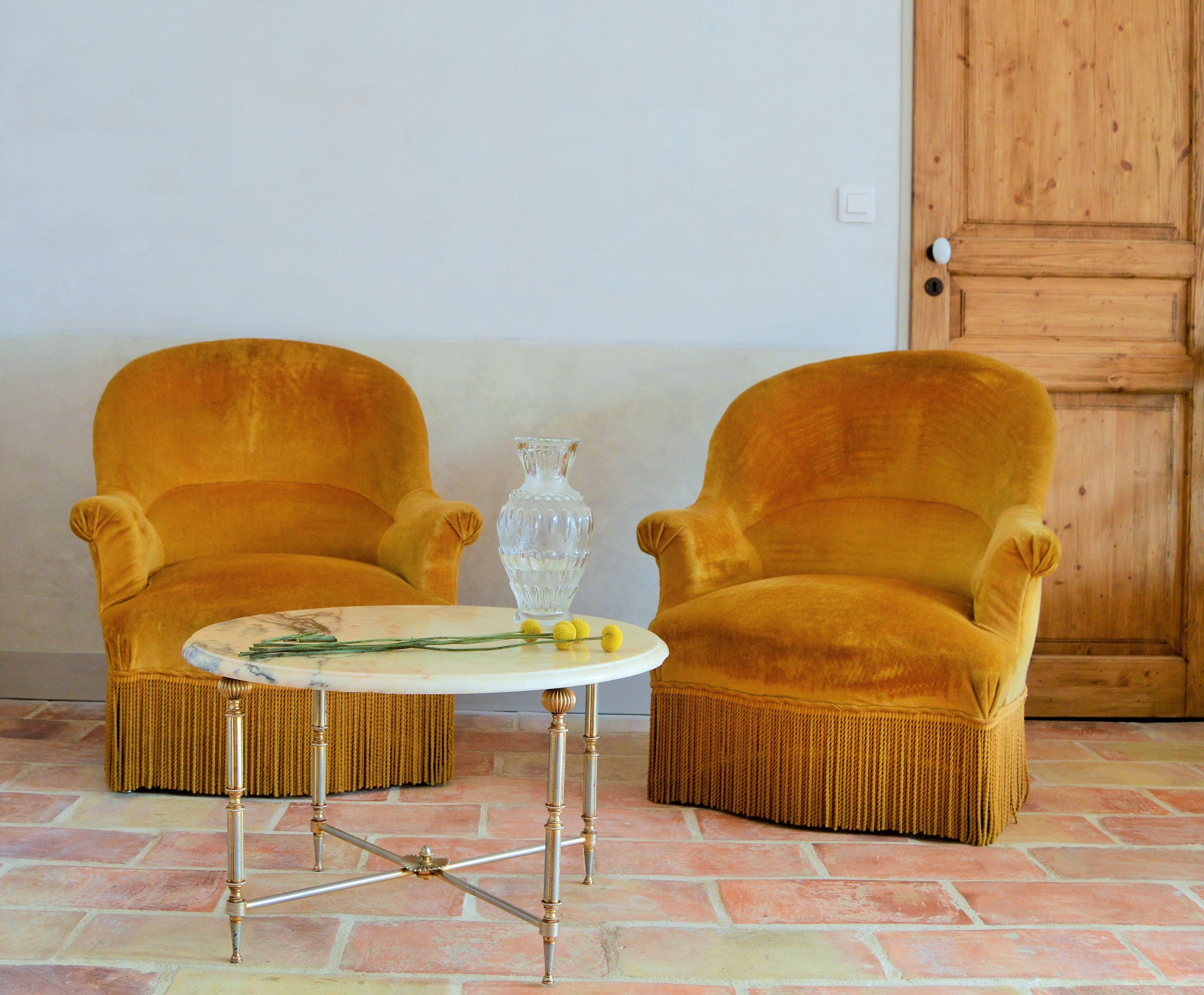 Velvet toad armchairs