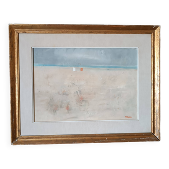 Peinture à l'huile marina plage versilia peintre enzo masieri (florence 1898 -1970)