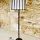 Vintage Floor Lamp Turned Wood, Bamboo Rattan Circa 1950s