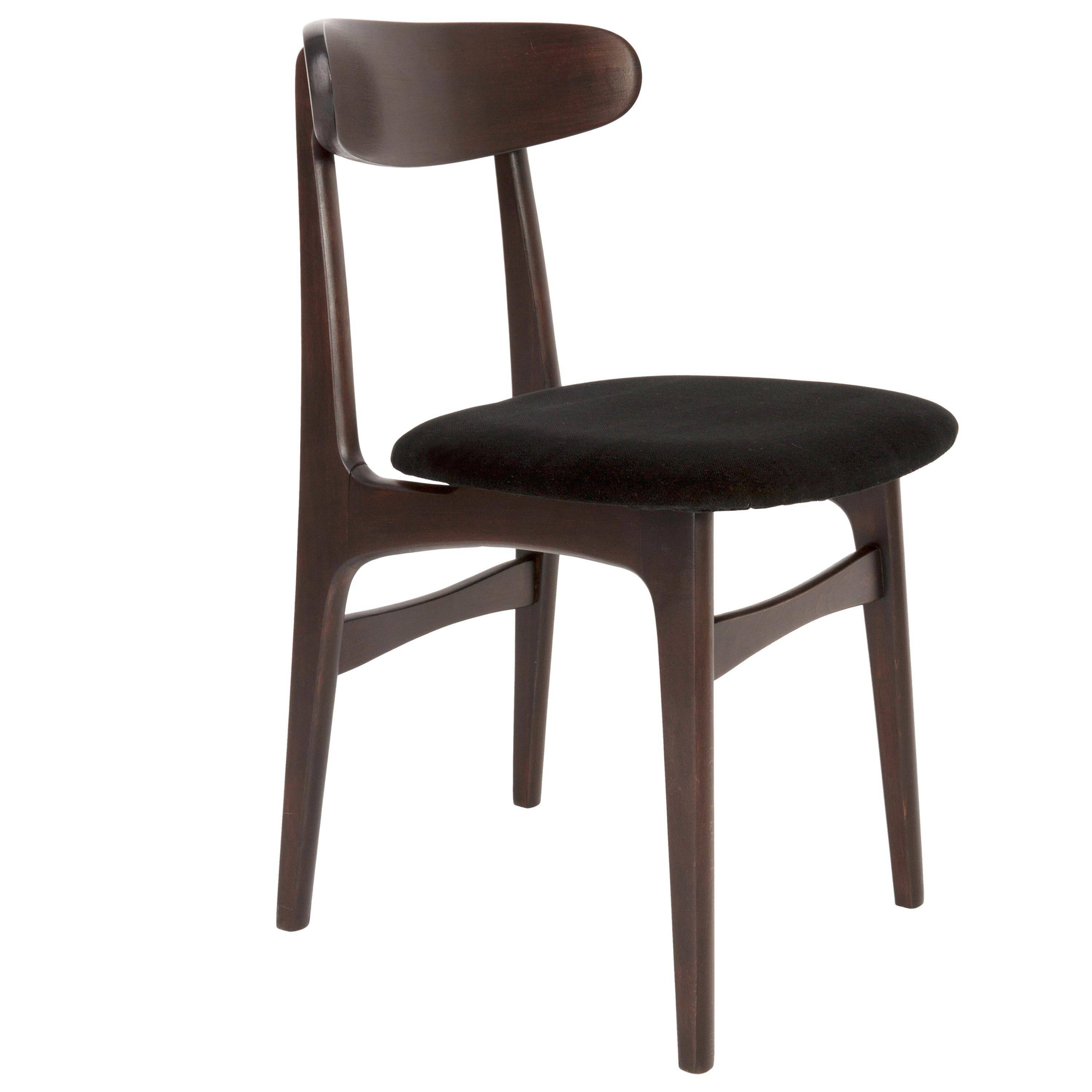 Black velvet armchair mid-century by Rajmund Halas, Poland, 1960.