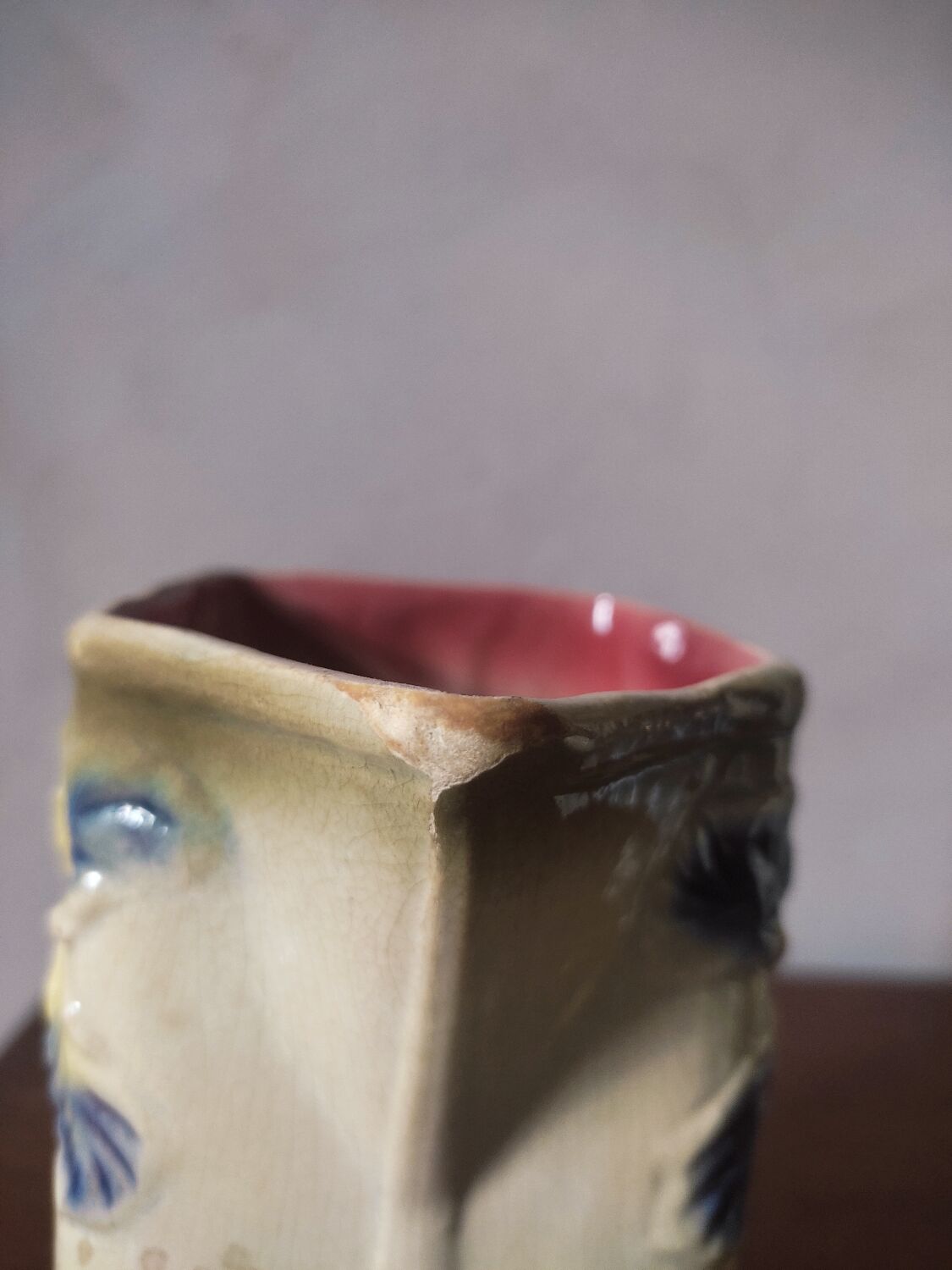 Art Nouveau pitcher in slip