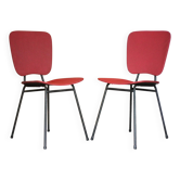 Paire de chaises bois et skaï des années 50, chaises vintage, rétro