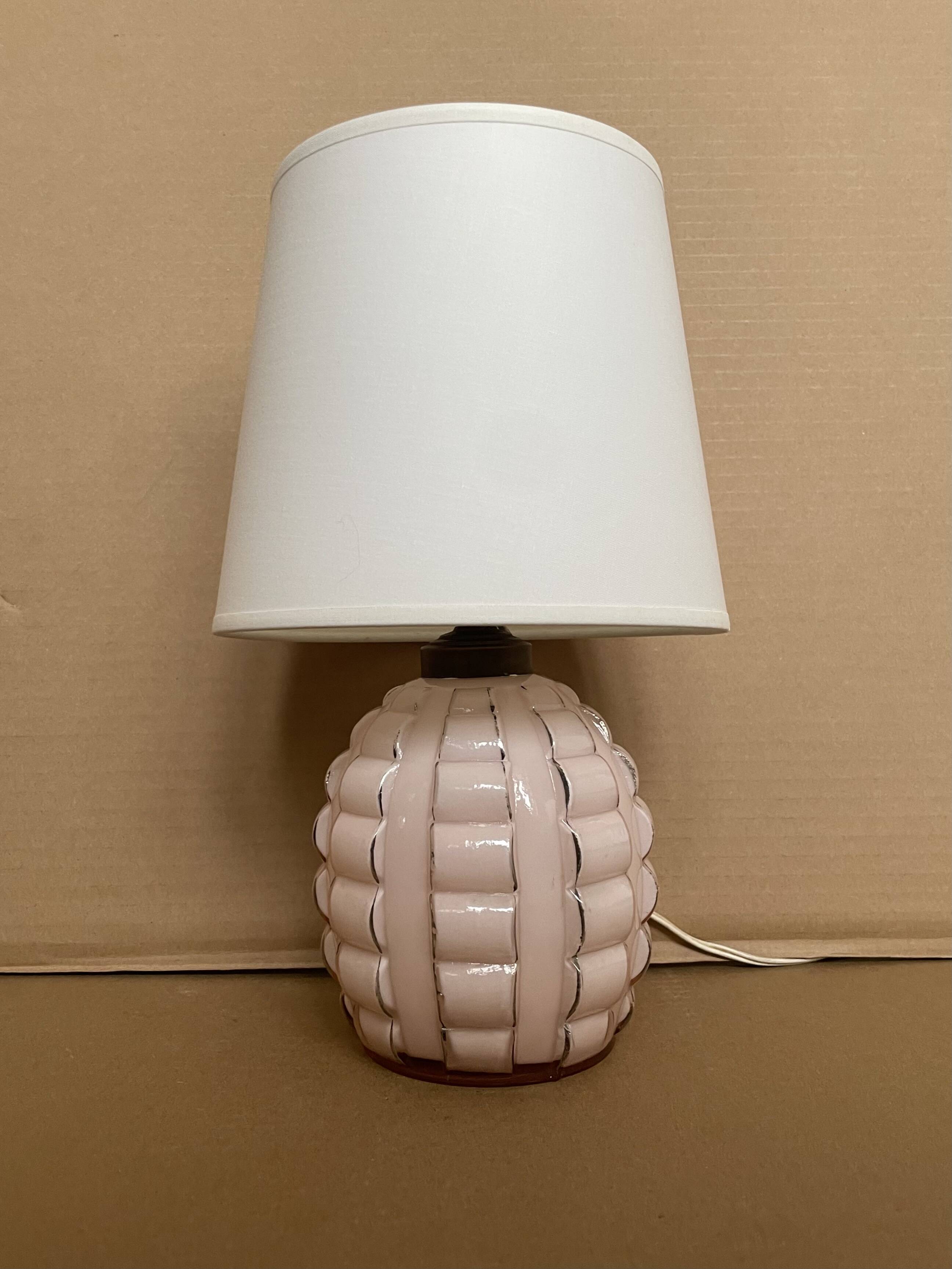 Small antique glass table lamp