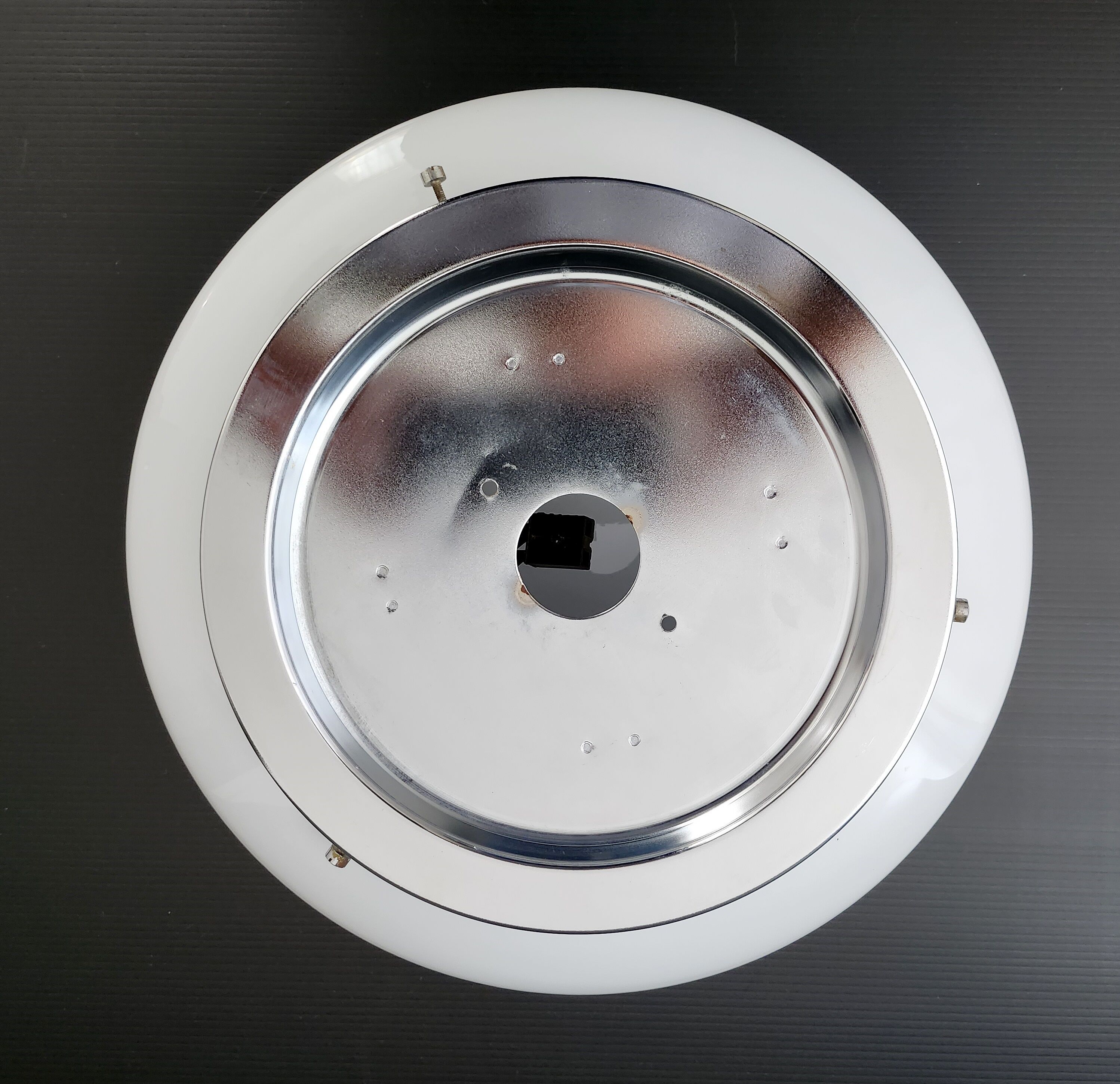 Vintage ceiling lamp 1970 space age glass & chrome