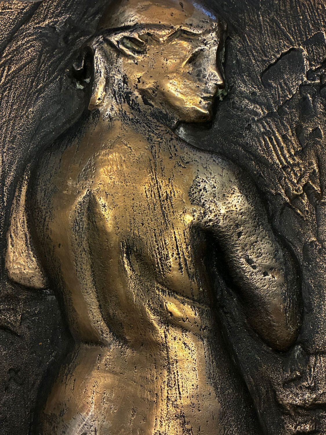 Bronze bas-relief wall panel, signed 20th century