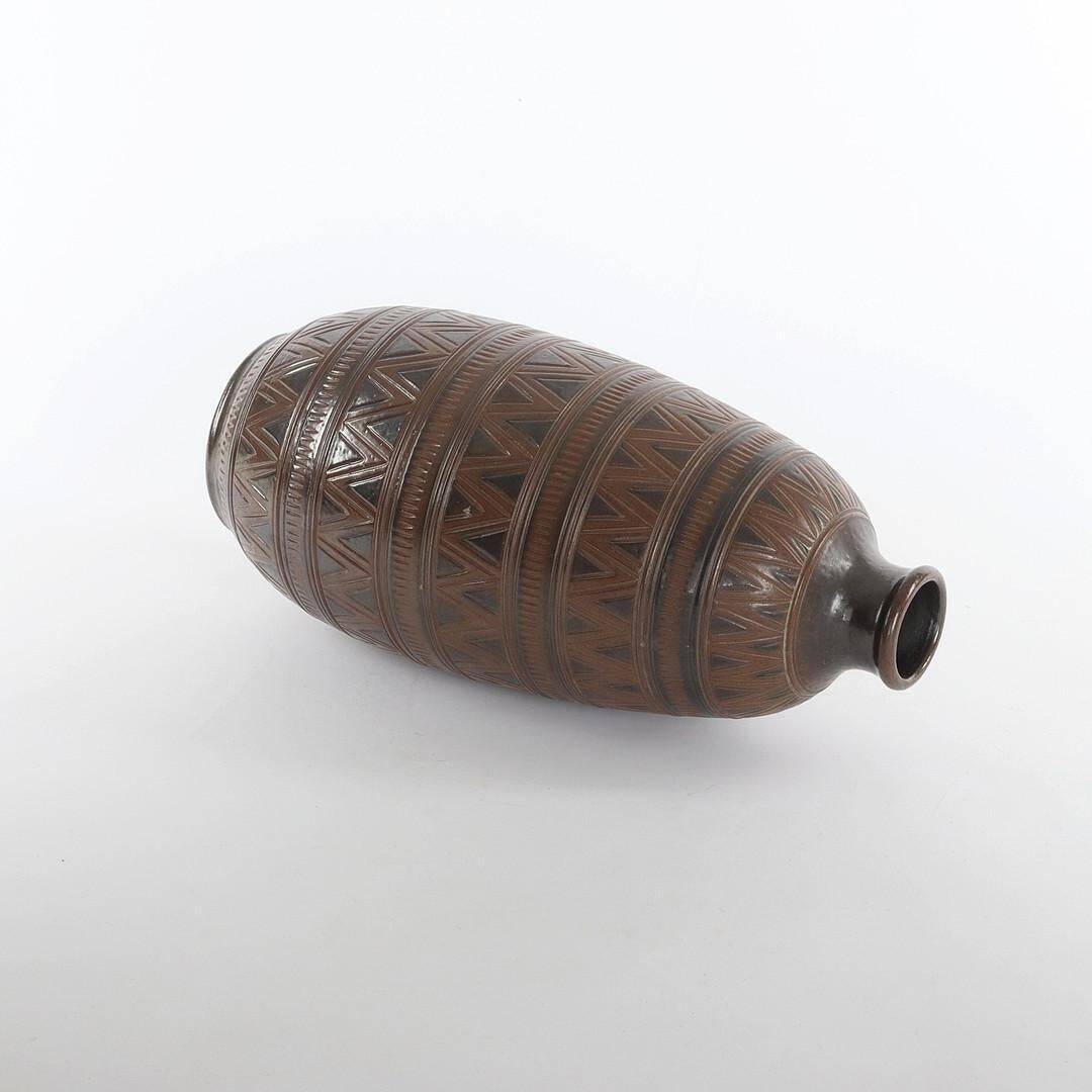 Scandinavian Modern Brown Stoneware Floor Vase by Arthur Andersson, Wallåkra