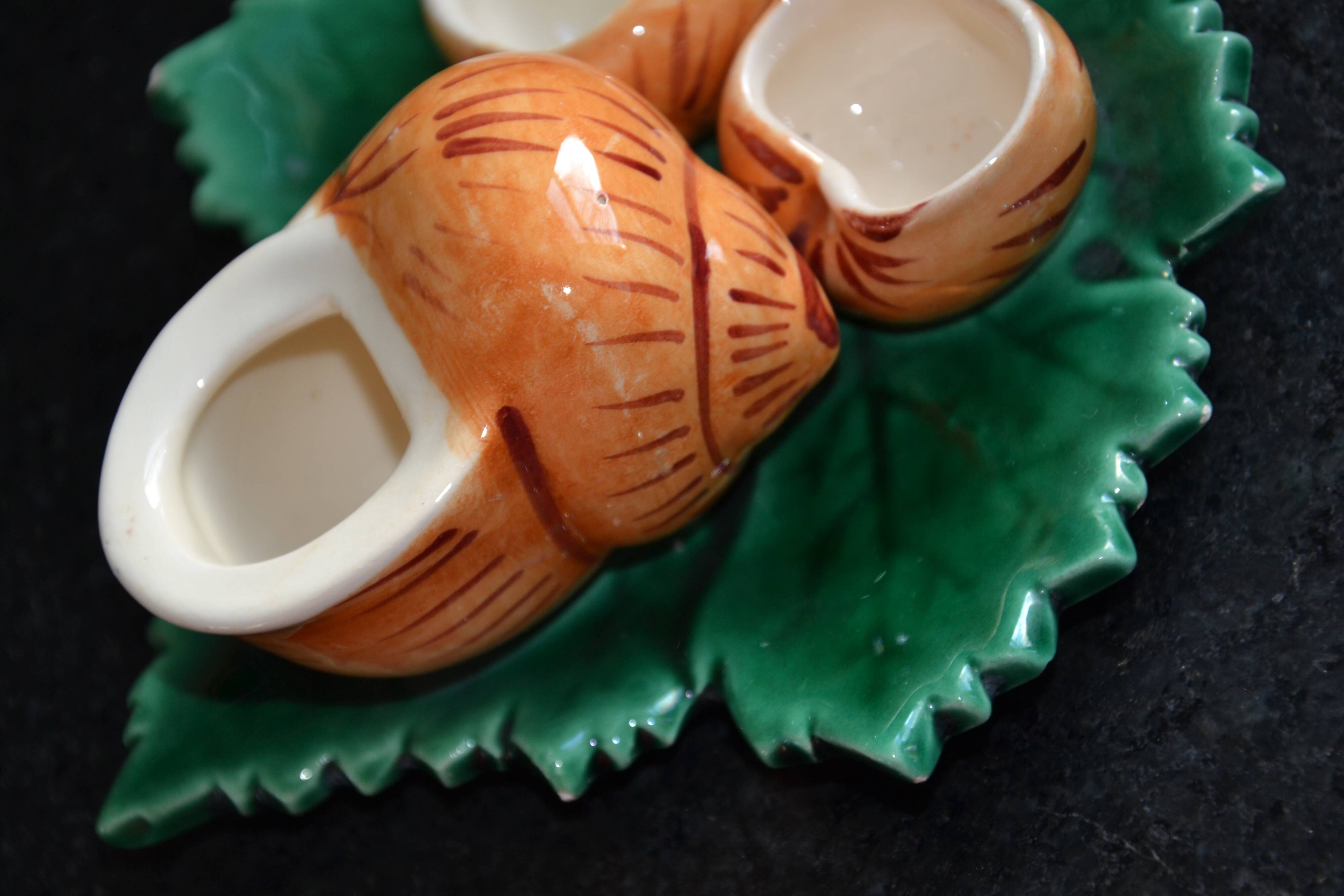 Salt and pepper shakers, mustard and barbotine Roger Colas