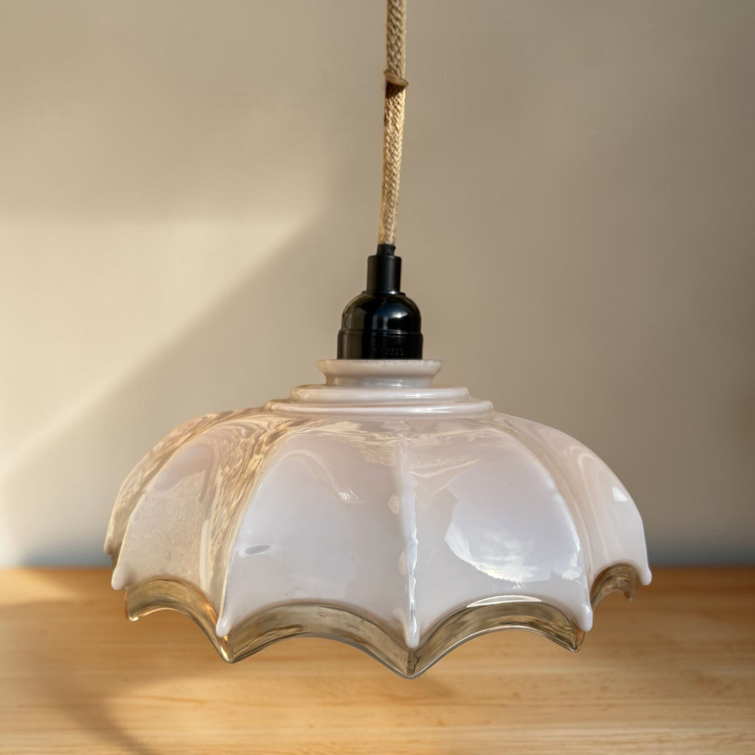 Vintage opaline glass pendant