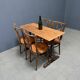 Table de bistrot ancienne française avec plateau en bois d'orme clair