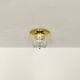 1 of 2 Large Brass and Floral Ice Glass Flush Light by Glashütte Limburg