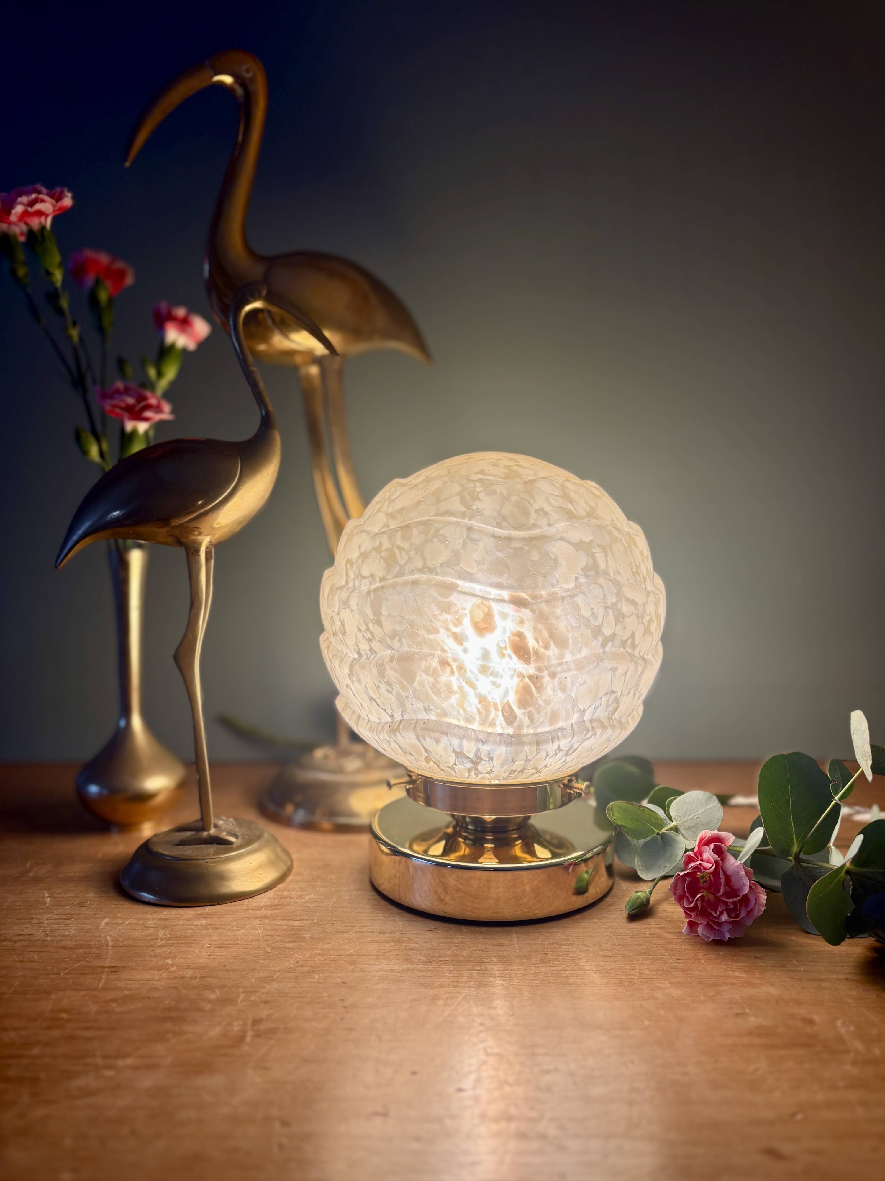 Vintage Art Deco globe lamp in yellow Clichy glass