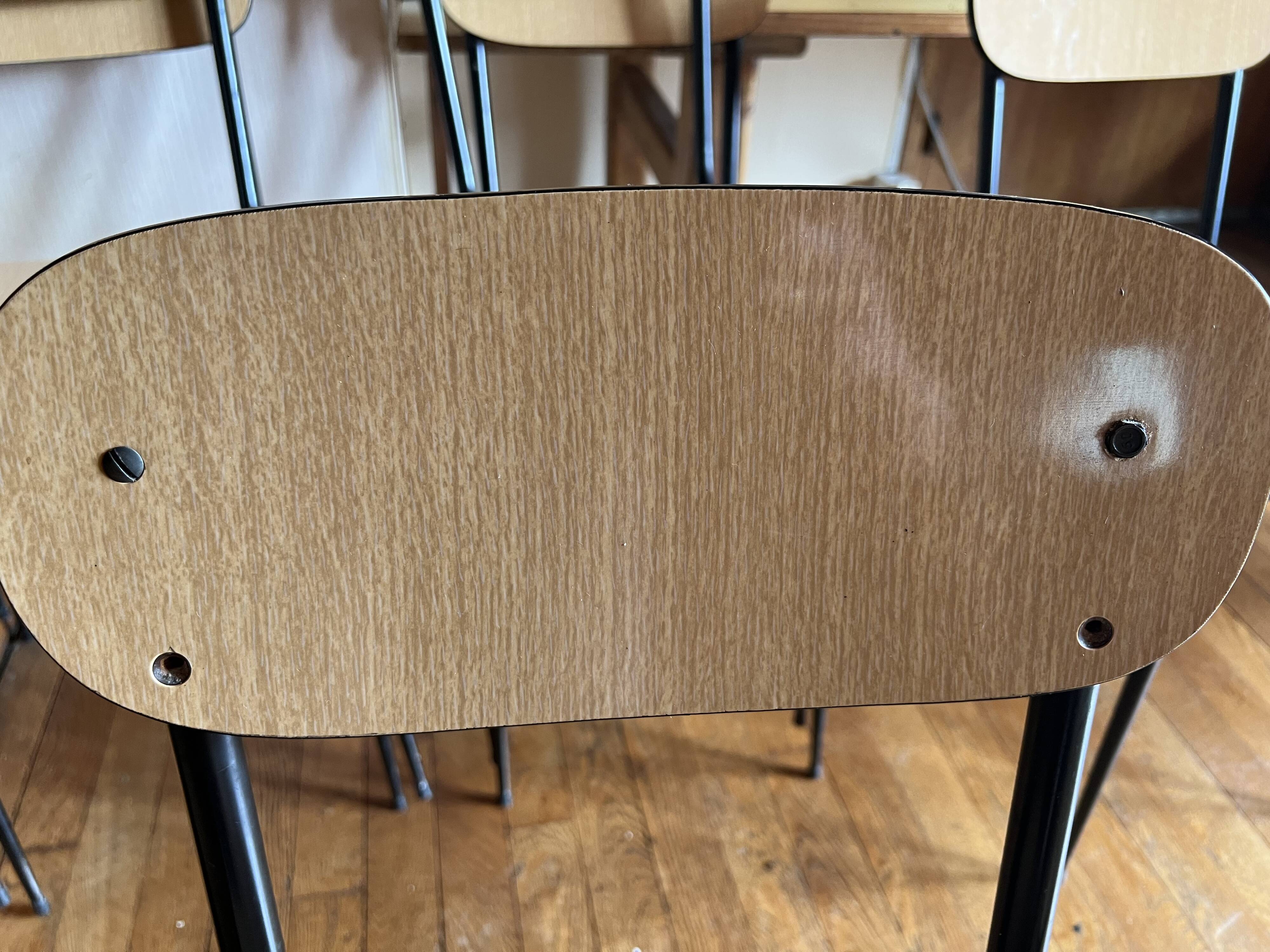 Set of 8 vintage Formica and metal chairs, 1960s-70s.