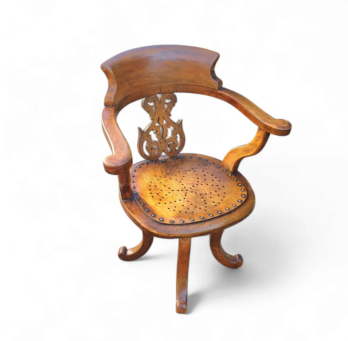 Victorian swivel walnut armchair, England, late 19th century