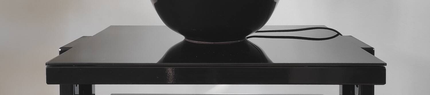 Vintage black ceramic globe lamp – Montgolfier Ceramics (Durta)
