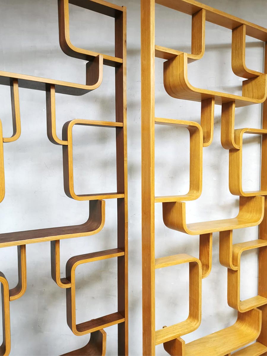 Vintage design wall unit Ludvik Volak room divider Drevopodnik Holesov