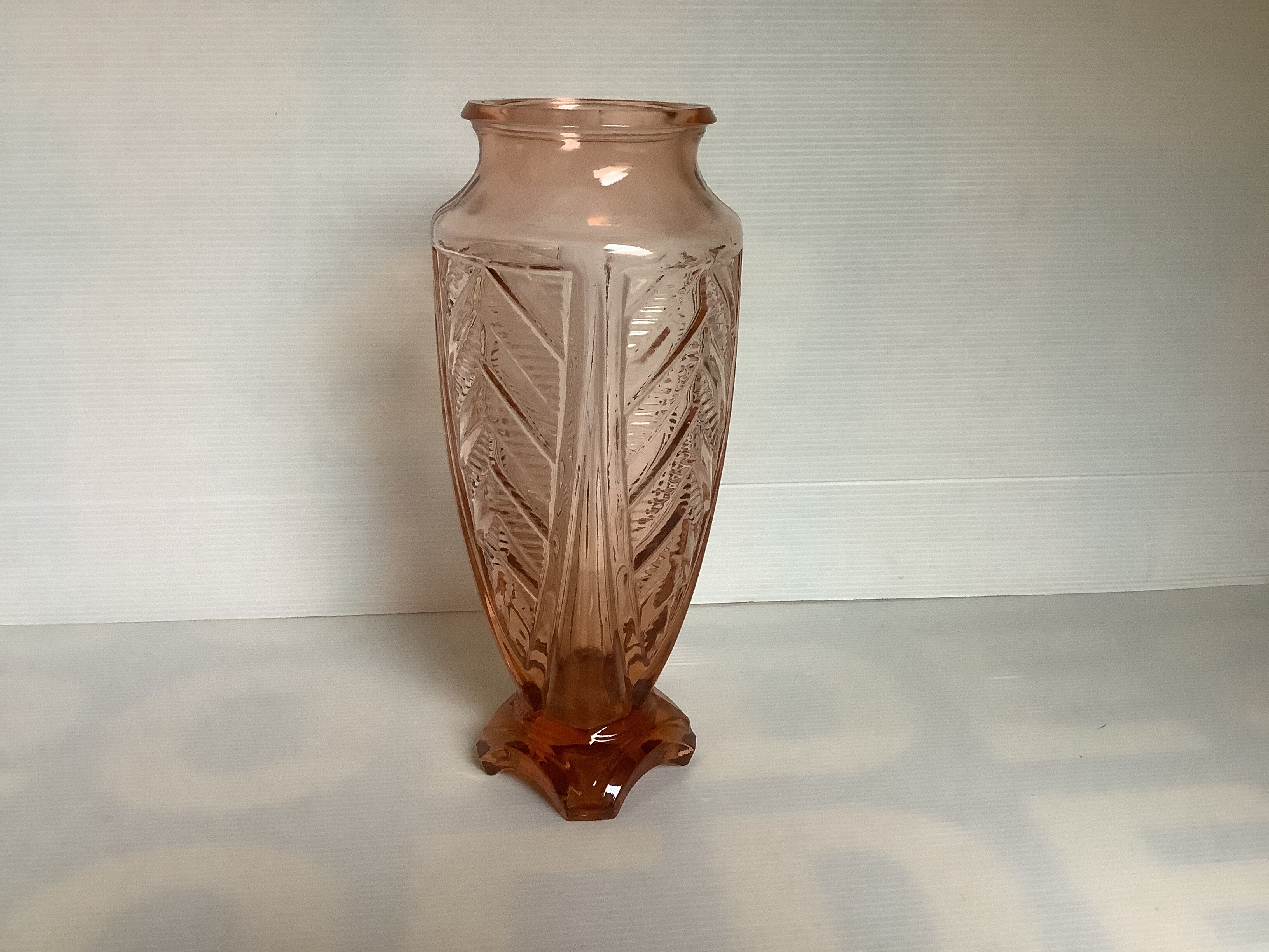 Art deco pink glass vase