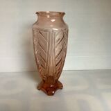 Art deco pink glass vase