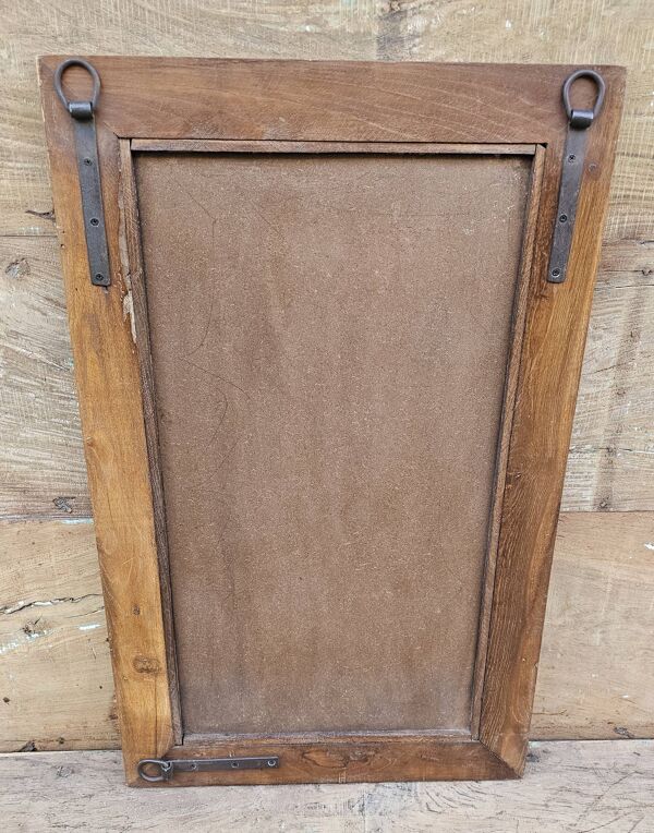 Ancien miroir Art déco en teck birman