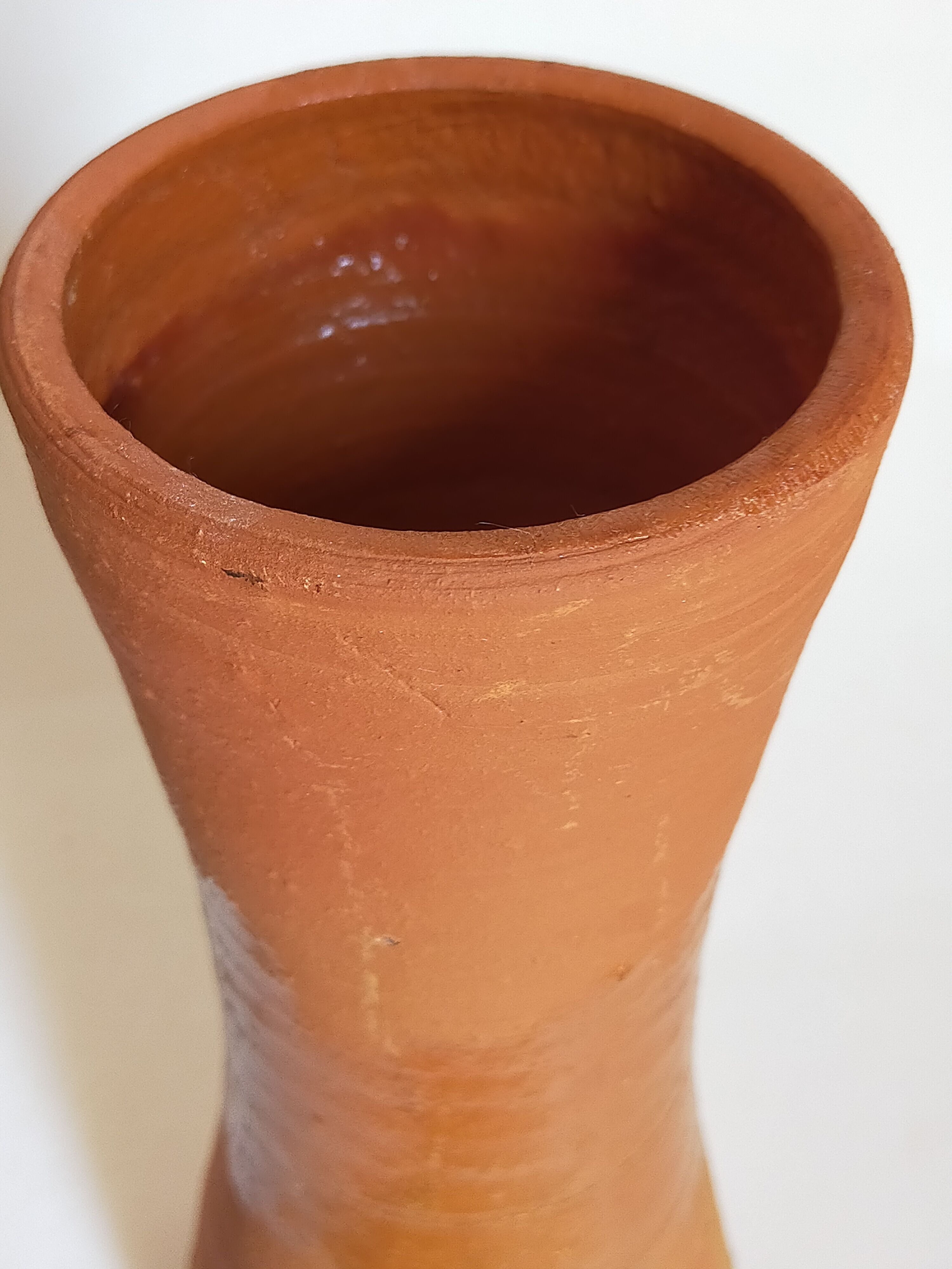 Potter's "Diabolo" vase in vintage glazed terracotta