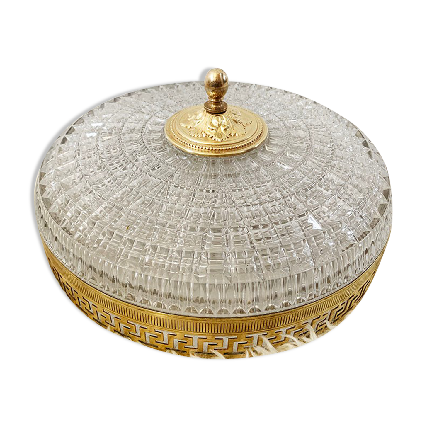 Ceiling lamp in glass and brass