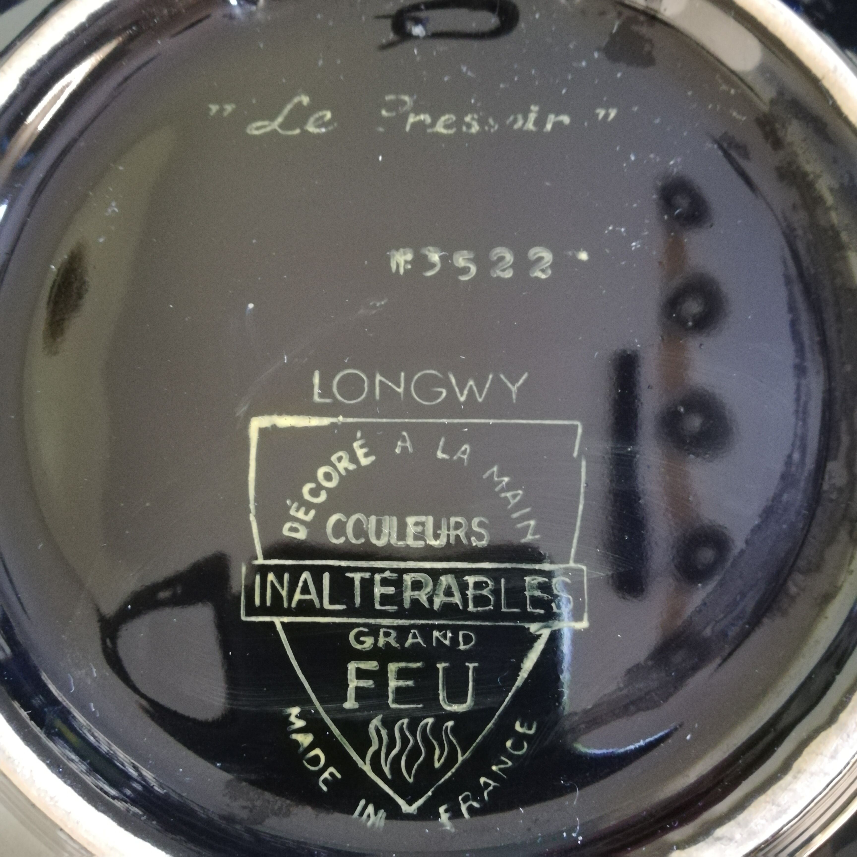 LONGWY-Grand Fire Ceramic Plate Press 3522