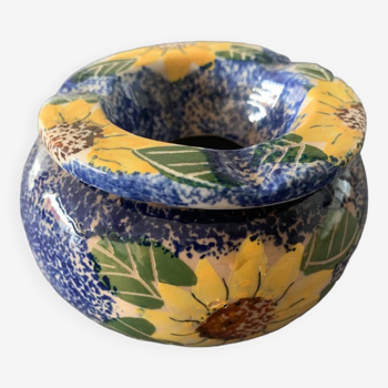 cendrier marocain décor fleurs bleu/jaune/vert