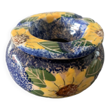 Moroccan ashtray decorated with blue/yellow/green flowers