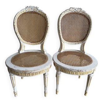 Chaises médaillon cannage