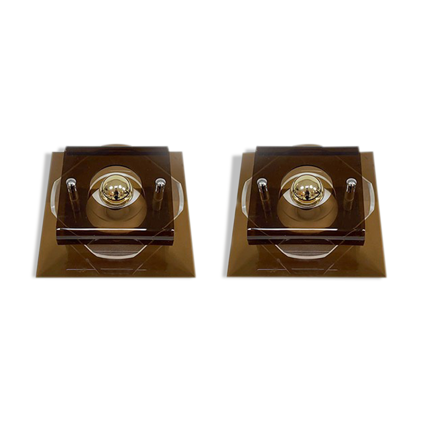 Set of 2 vintage wall lights in acrylic plexiglas Herda space era
