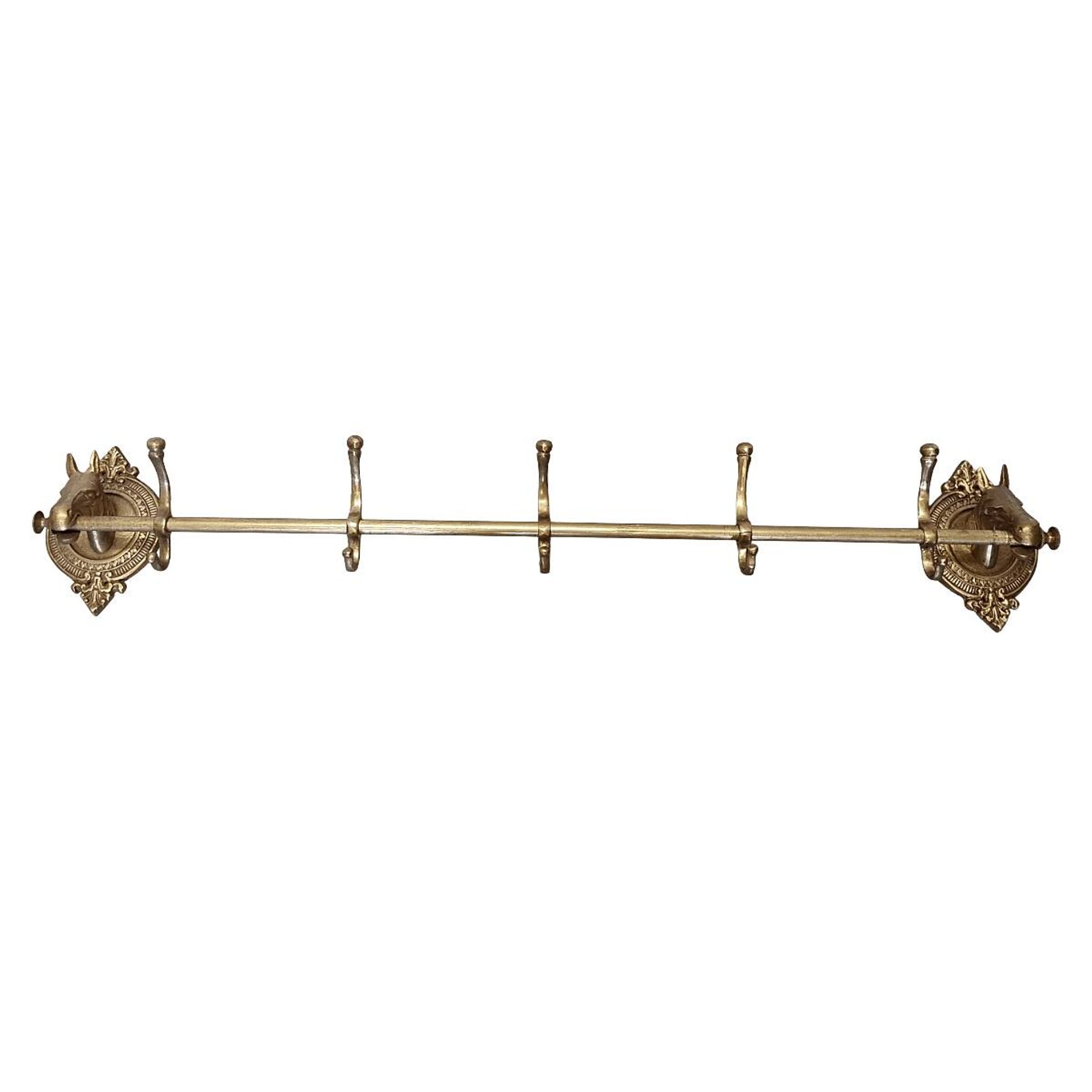 Brass Coat Rack With Horse Heads, 1950/60s