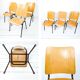 Lot de 3 chaises empilables Mid Century Chaise d'école Industrie Bois Métal Marron Vintage Rétro Cha