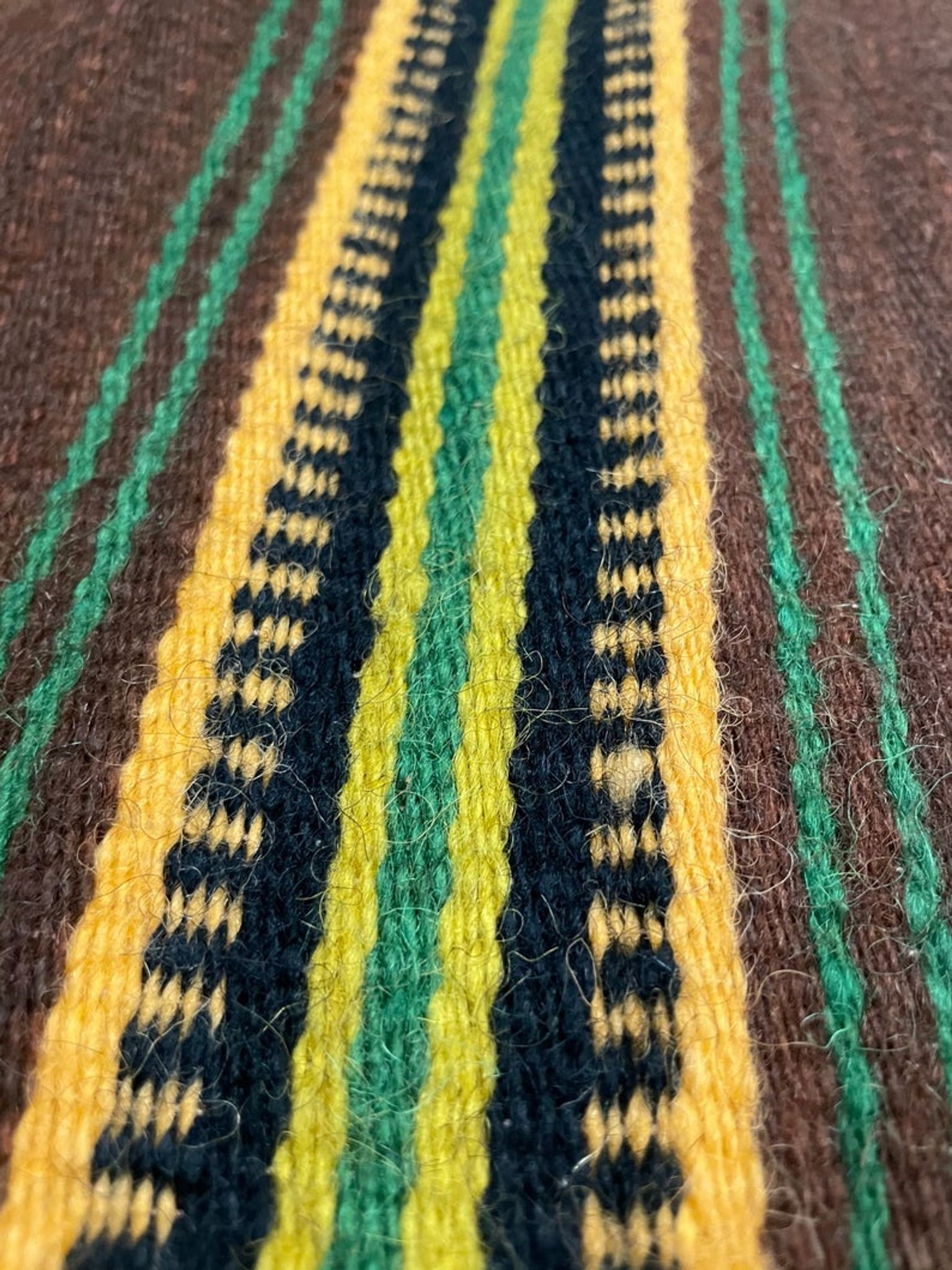 Romanian vintage carpet with stripes, made by hand in wool
