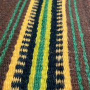 Romanian vintage carpet with stripes, made by hand in wool