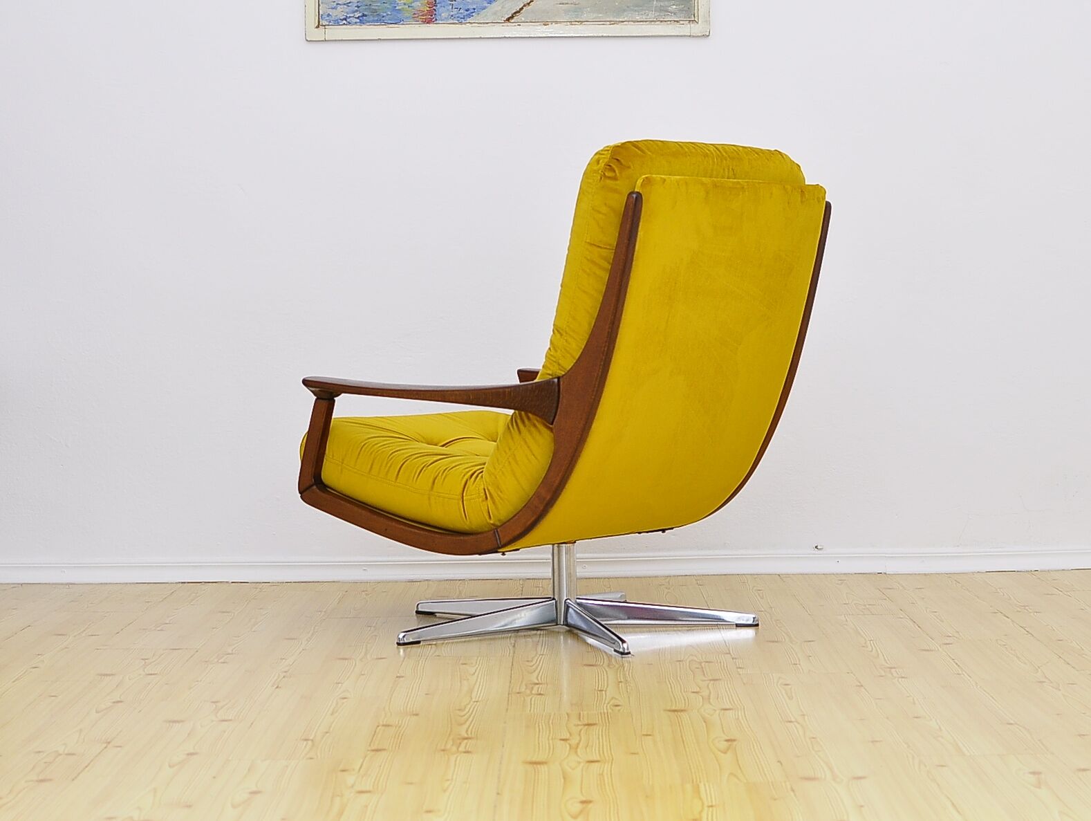 Swivel armchair in velor upholstery, 1970s