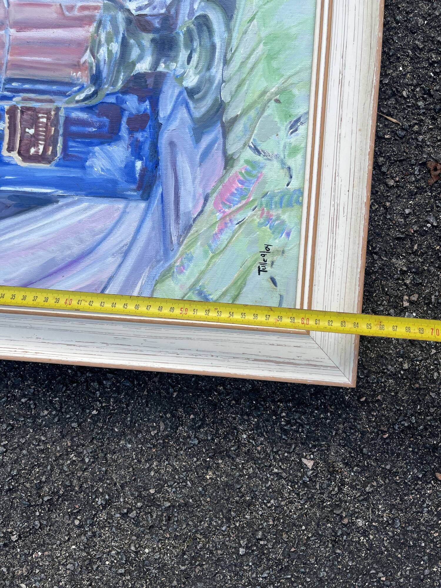 Still life with blue bottle and glass – Signed painting