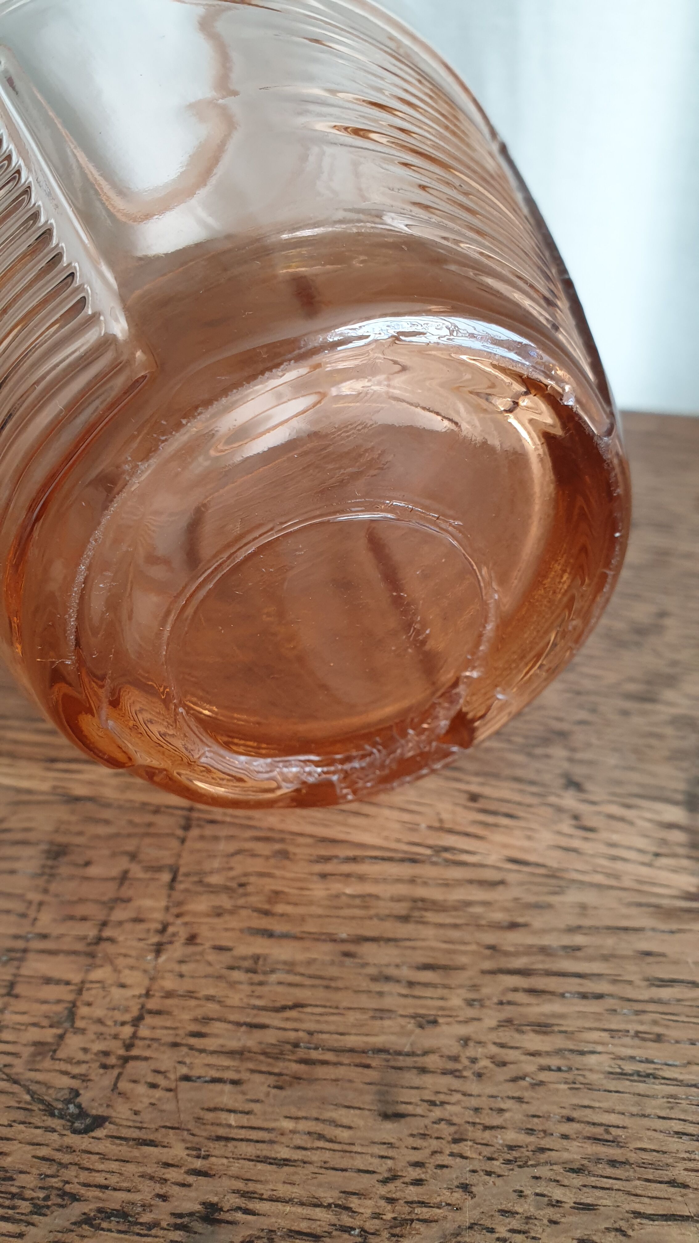 Art deco rosé molded glass vase