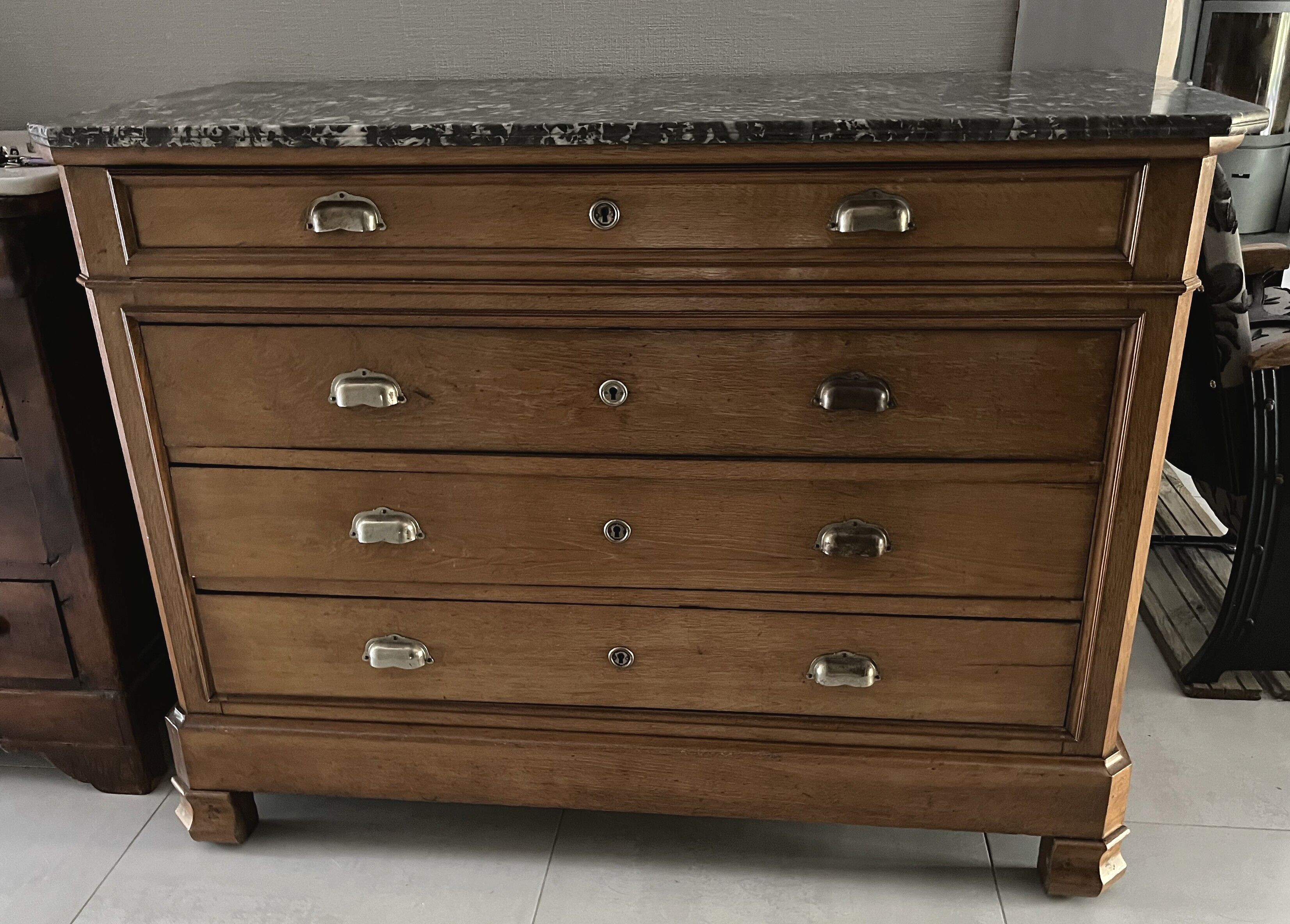 Commode vintage marbre gris