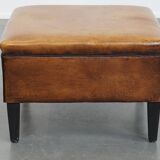 Square Sheepskin Leather Ottoman