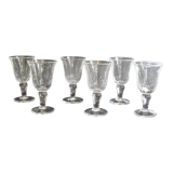 Lot de 6 verres Biot à pied, verre blanc bullé, H 15,8 cm
