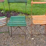 12 folding iron and wood garden chairs