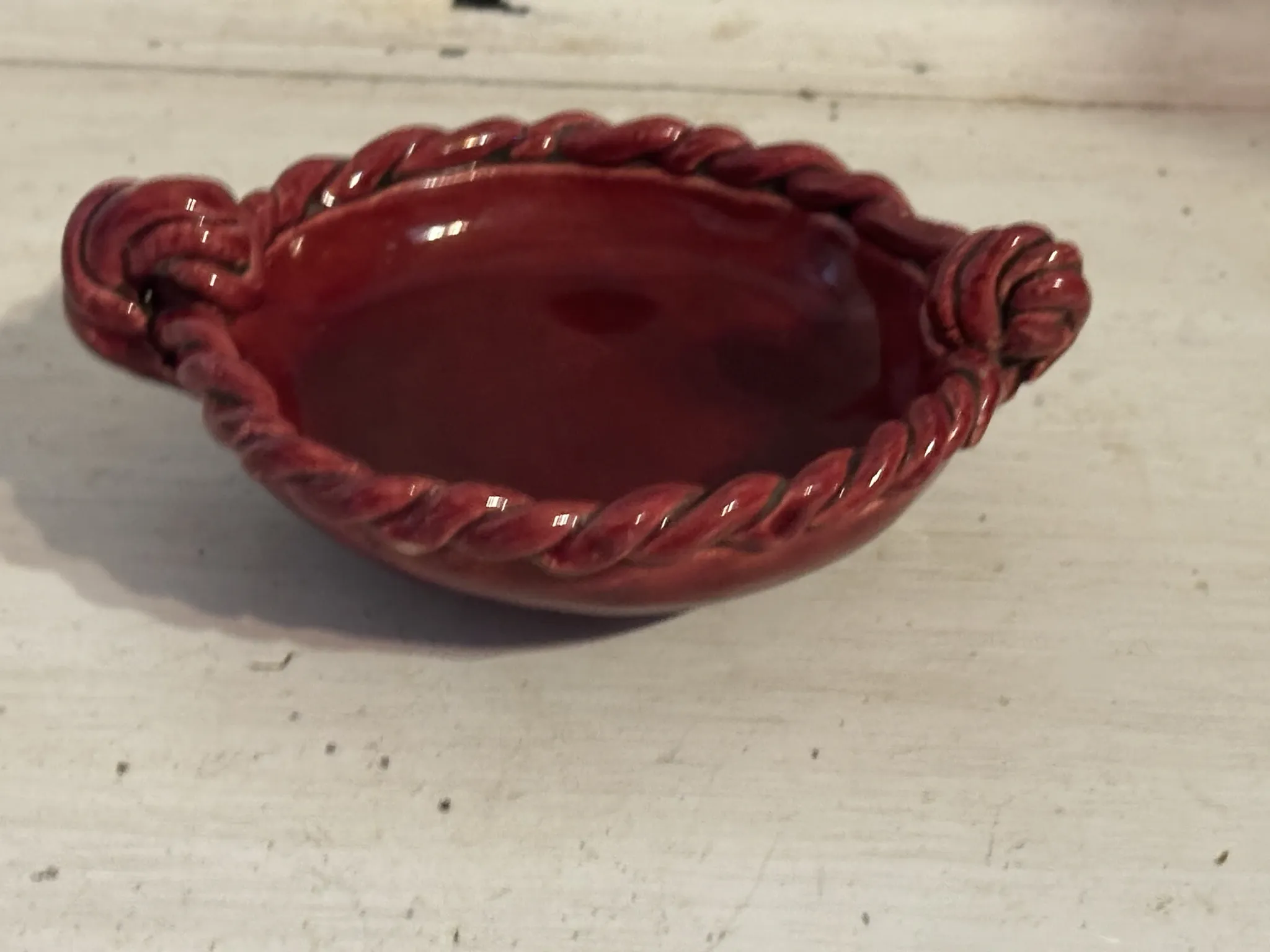 Small red ceramic catchall signed Bily – 1950s