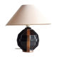 Lampe de bureau art déco en céramique noire et cuivrée signée Saint Clément
