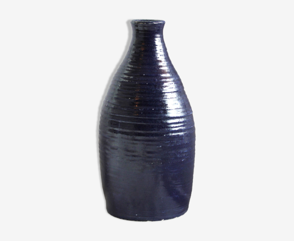 Vase rainuré bleu