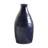 Blue grooved vase